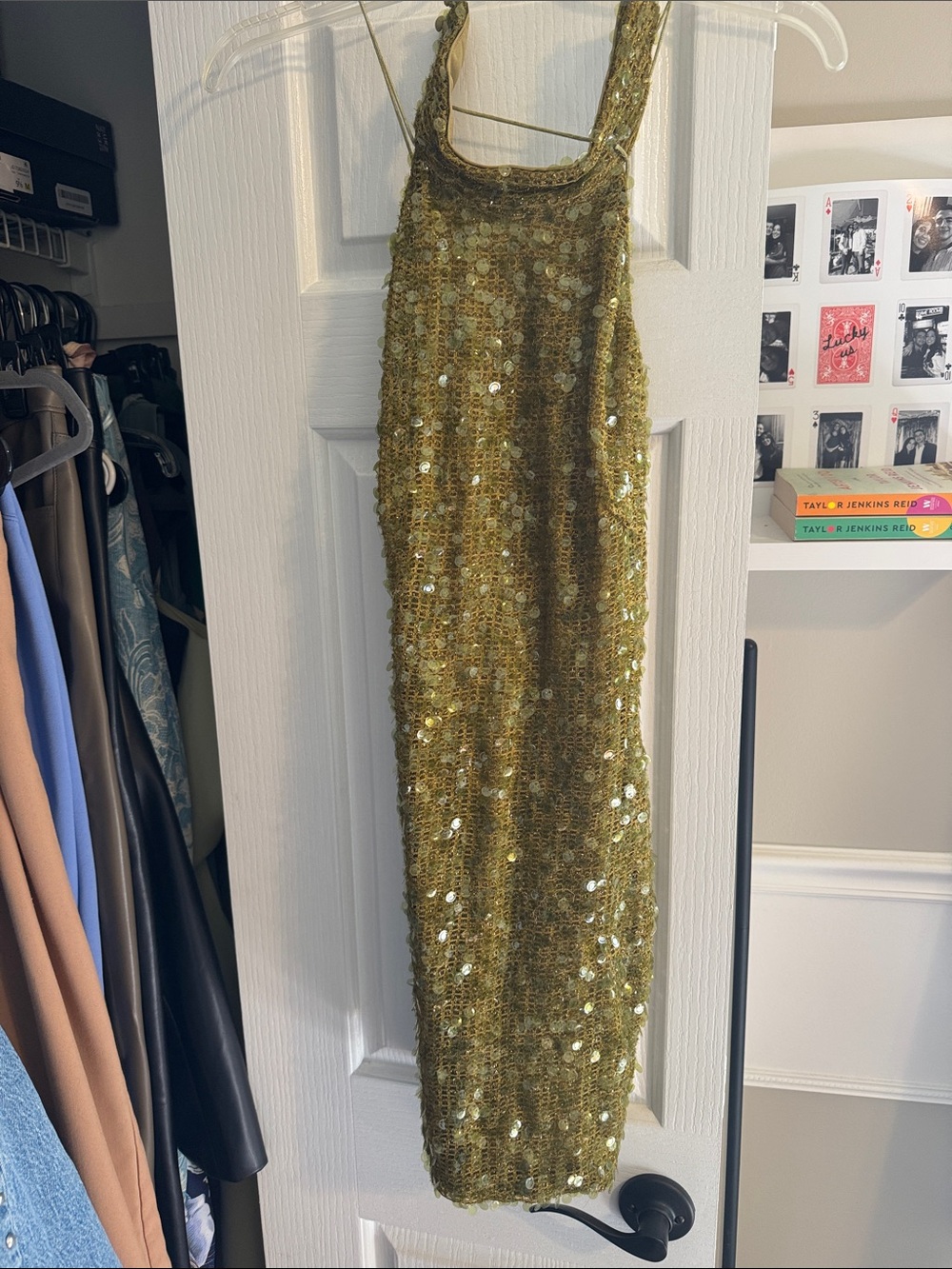 Fashion Nova Olive Green Sequined Mini Skirt